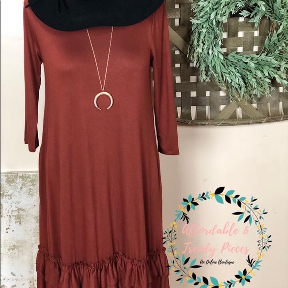 Rust Ruffle Dress 🍁 - Picture 1 of 2